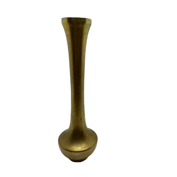 Gothic Flower Bud Vase Vintage Brass Decorative Cylinder Free Standing 8.5" - Picture 1 of 16
